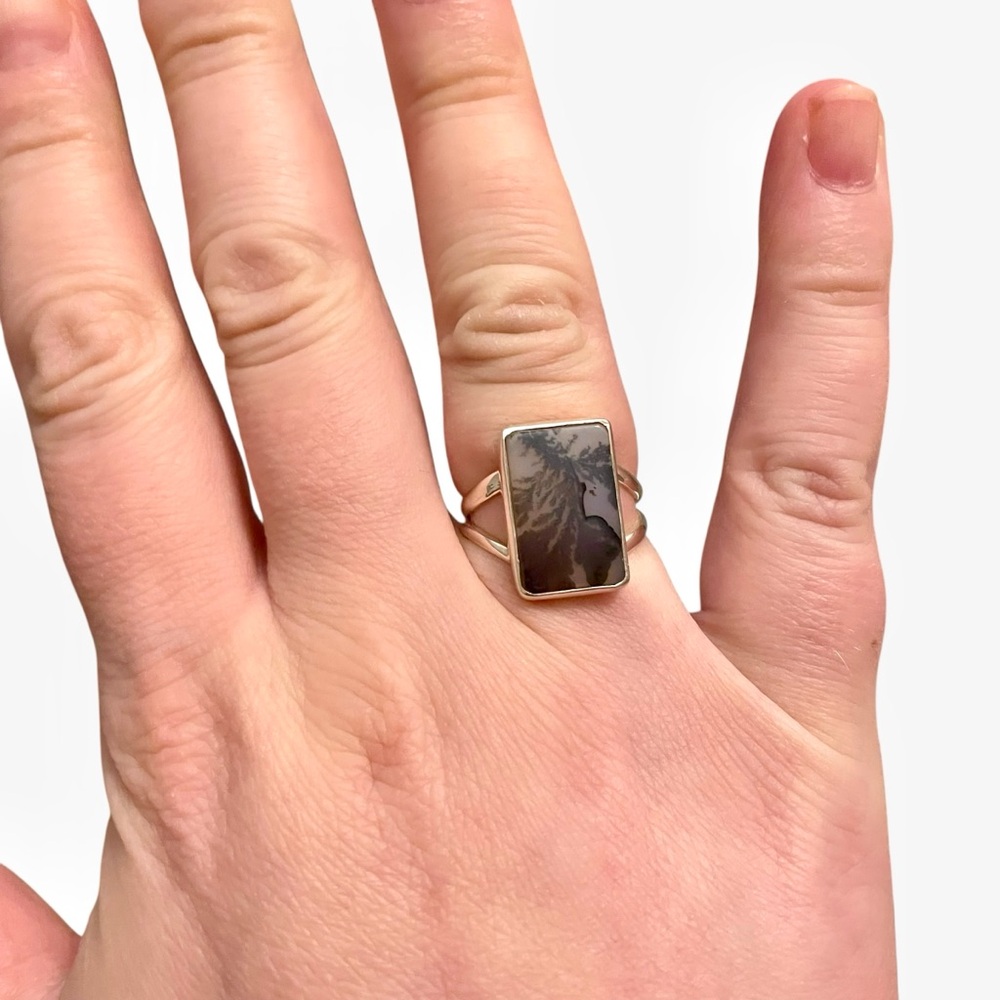 Scenic Dendritic Agate Solid Sterling Silver Ring… - image 5